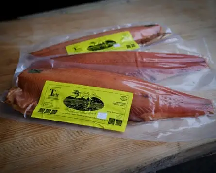 Smoked wild Atlantic salmon from the Woodcock Smokery, Skibbereen.