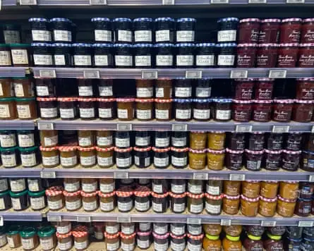 The Bonne Maman jam section in a French supermarket.