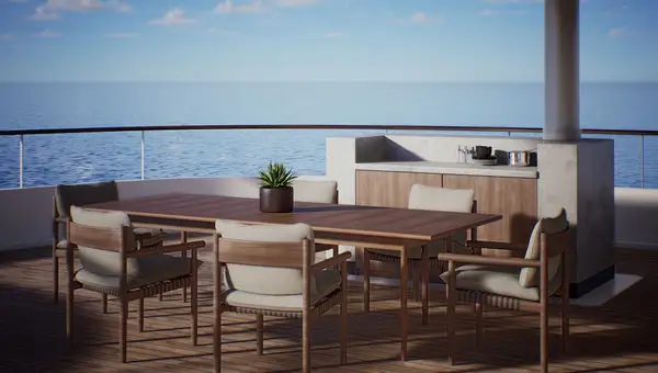 Guests will be able to dine on the owner's suite's 1,965-square-foot veranda.